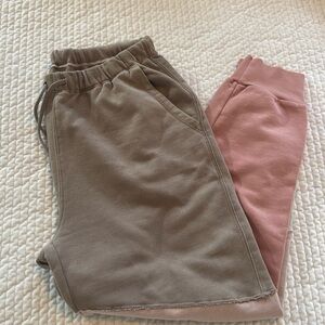 FP Movement by Free People joggers in pink, beige, and brown